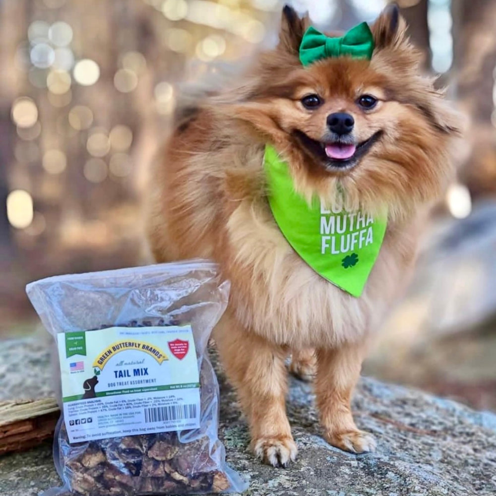 Green Butterfly Brands Tail Mix 8-ounce bag for training and everyday rewards.