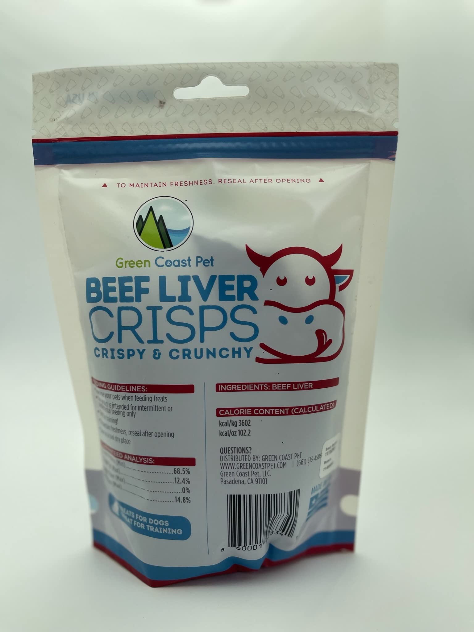 Green Coast Pet Beef Liver Crisps usa-sourced beef liver for quality and safety