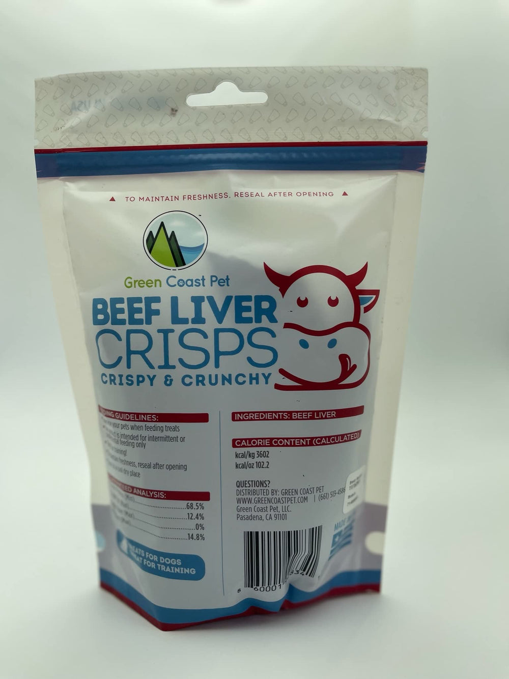 Green Coast Pet Beef Liver Crisps usa-sourced beef liver for quality and safety