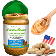 Green Coast Pet natural peanut butter jar front view highlighting premium, dog-safe snack option