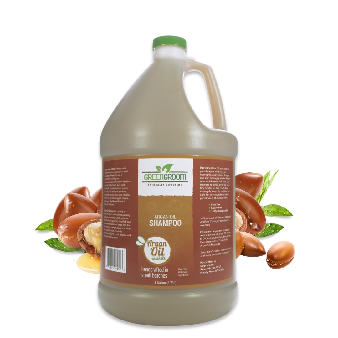 GreenGroom Argan Oil Dog Shampoo bottle—premium formula for healthier coats.