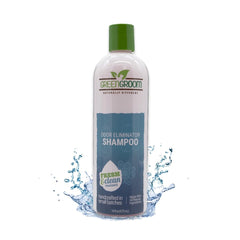 GreenGroom Odor Eliminator shampoo bottle emphasizes odor control for dogs