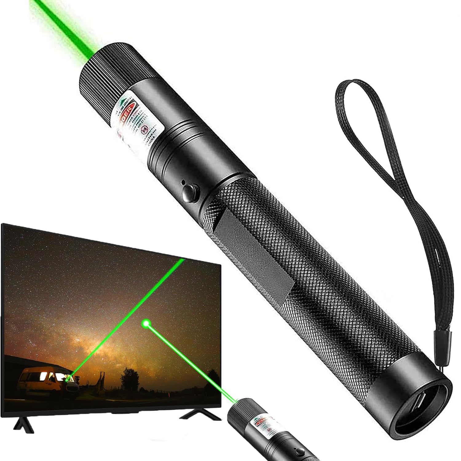 Long Range Green Laser Pointer long-range beam for large rooms and outdoor use.