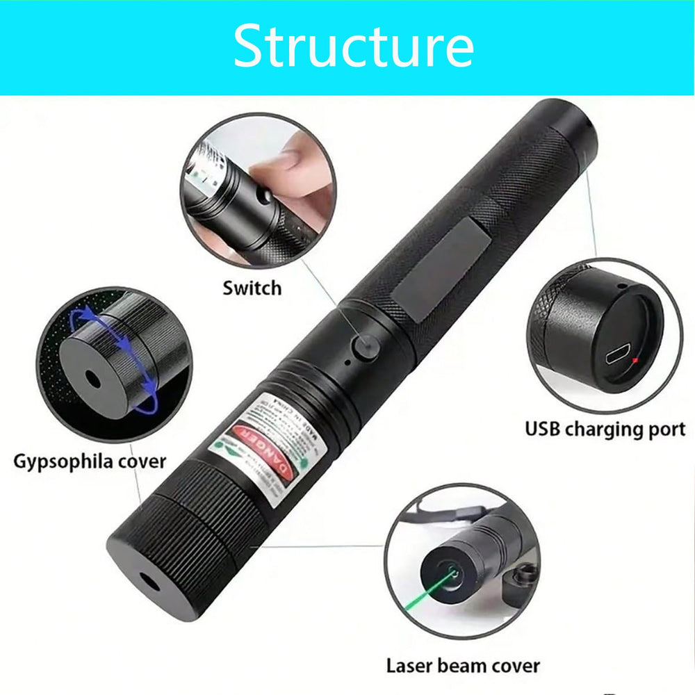Green Laser Pointer rechargeable battery ensures eco friendly, battery free sessions.