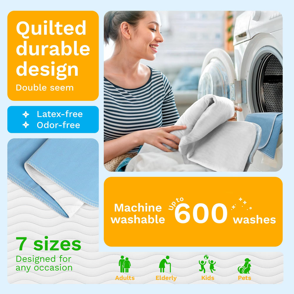 Green Lifestyle underpads with waterproof backing shown for leak protection on mattresses