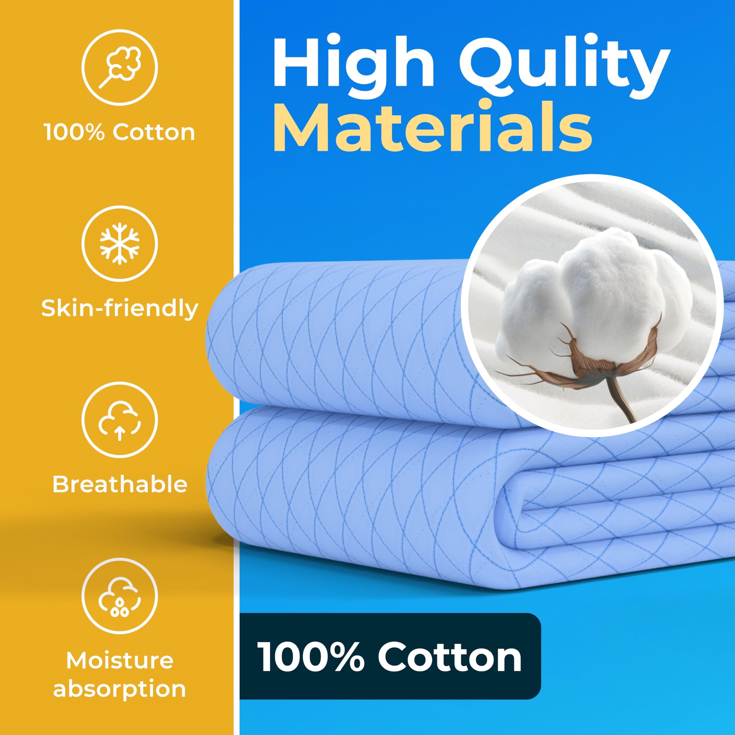 GREEN LIFESTYLE washable bed pad closeup highlights absorbent surface.