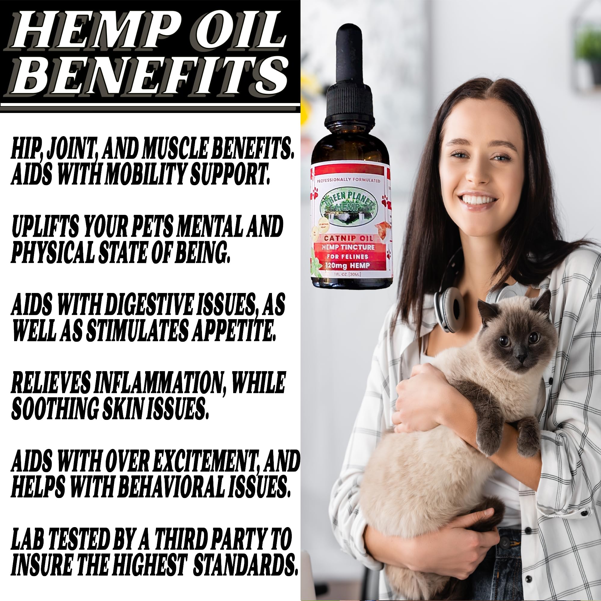 Green Planet Hemp pet oil coat application supports skin health