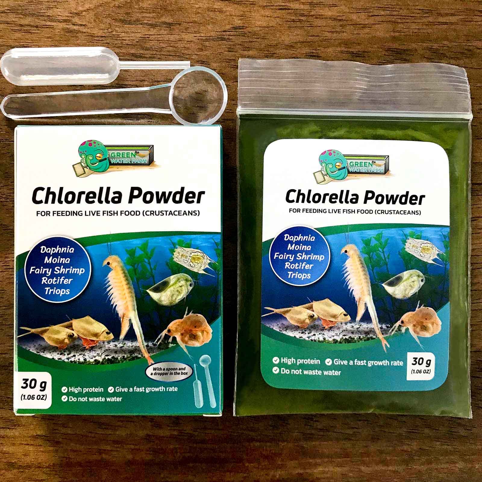 GREEN WATER FARM chlorella powder measuring scoop enabling precise crustacean portions