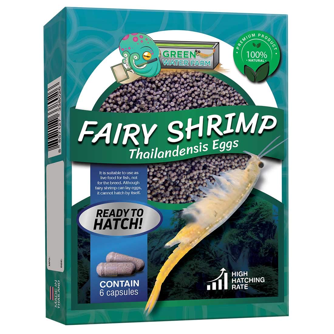 GREEN WATER FARM Fairy Shrimp Thailandensis eggs packaging for convenient live feeding.