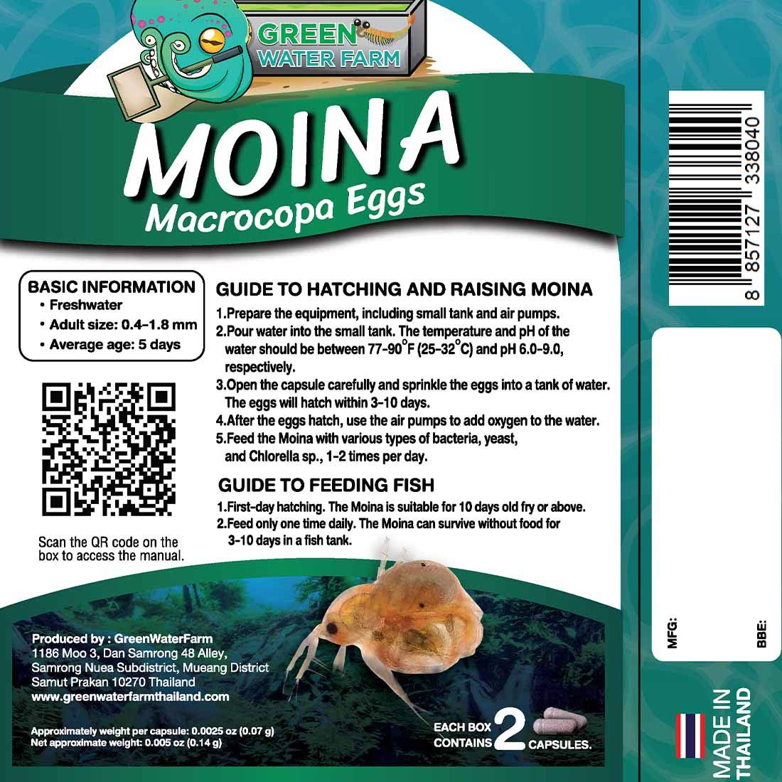 Green Water Farm Moina macrocopa eggs hatching tank emphasizes live culture for bettas.
