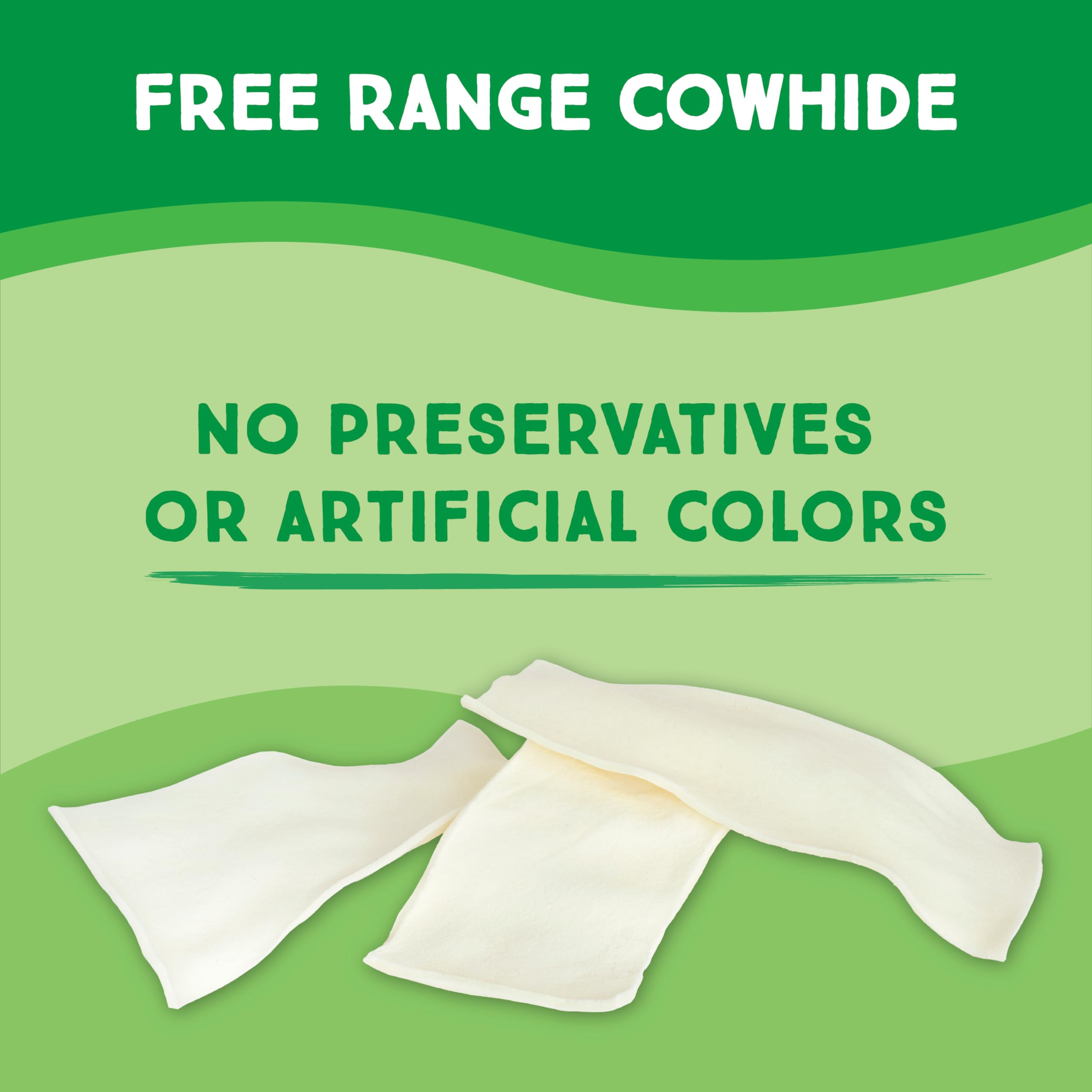 GreenCow Rawhide Chips chew closeup highlights durable texture ideal for aggressive chewers.