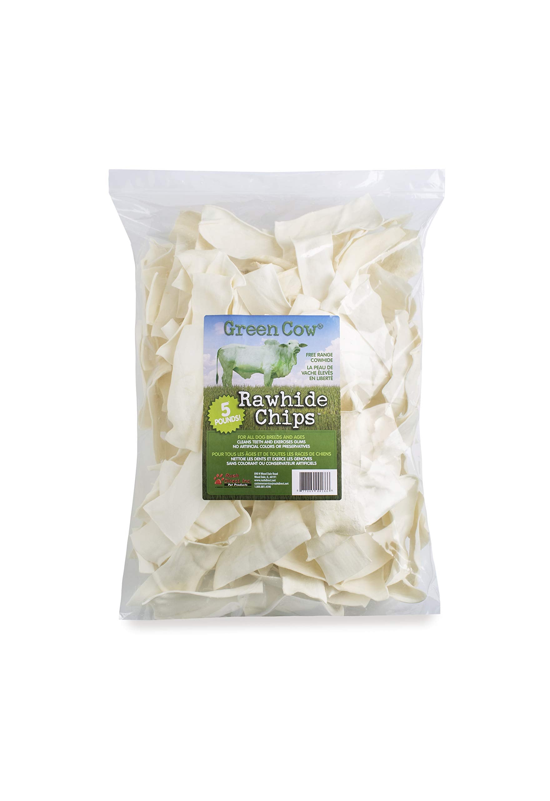 GreenCow Rawhide Chips free-range cattle origin supports premium quality and natural sourcing.