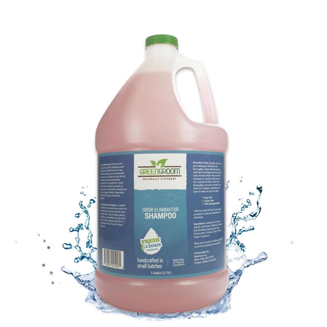 GreenGroom Odor Eliminator bottle demonstrates strong odor control for pets.