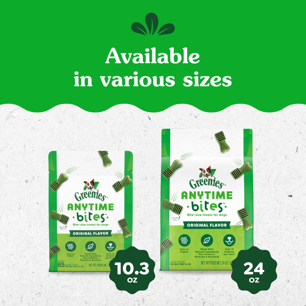 Greenies Anytime Bites original flavor – everyday treat option for frequent rewards.