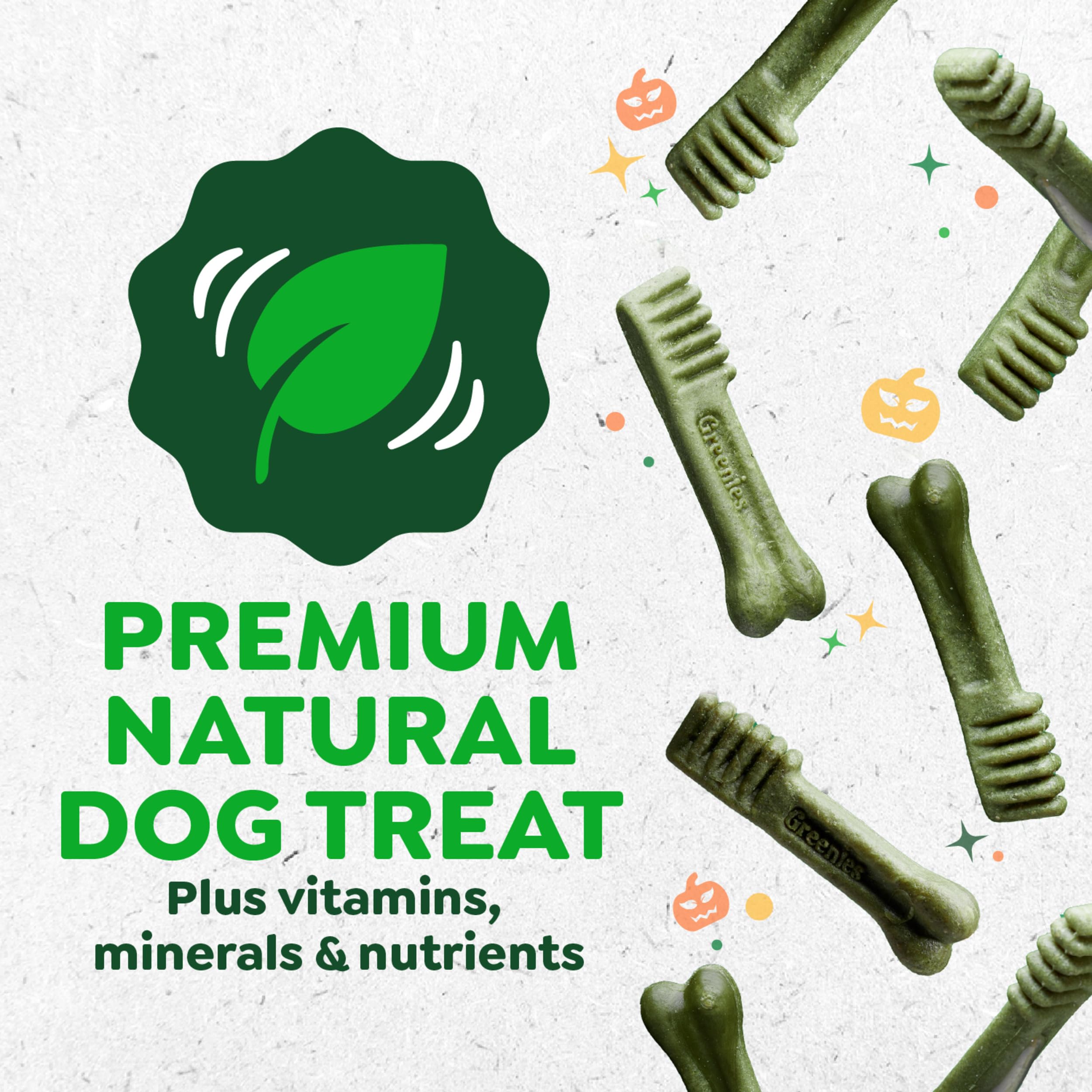 Greenies breath-freshening treats suggesting odor control for pets.