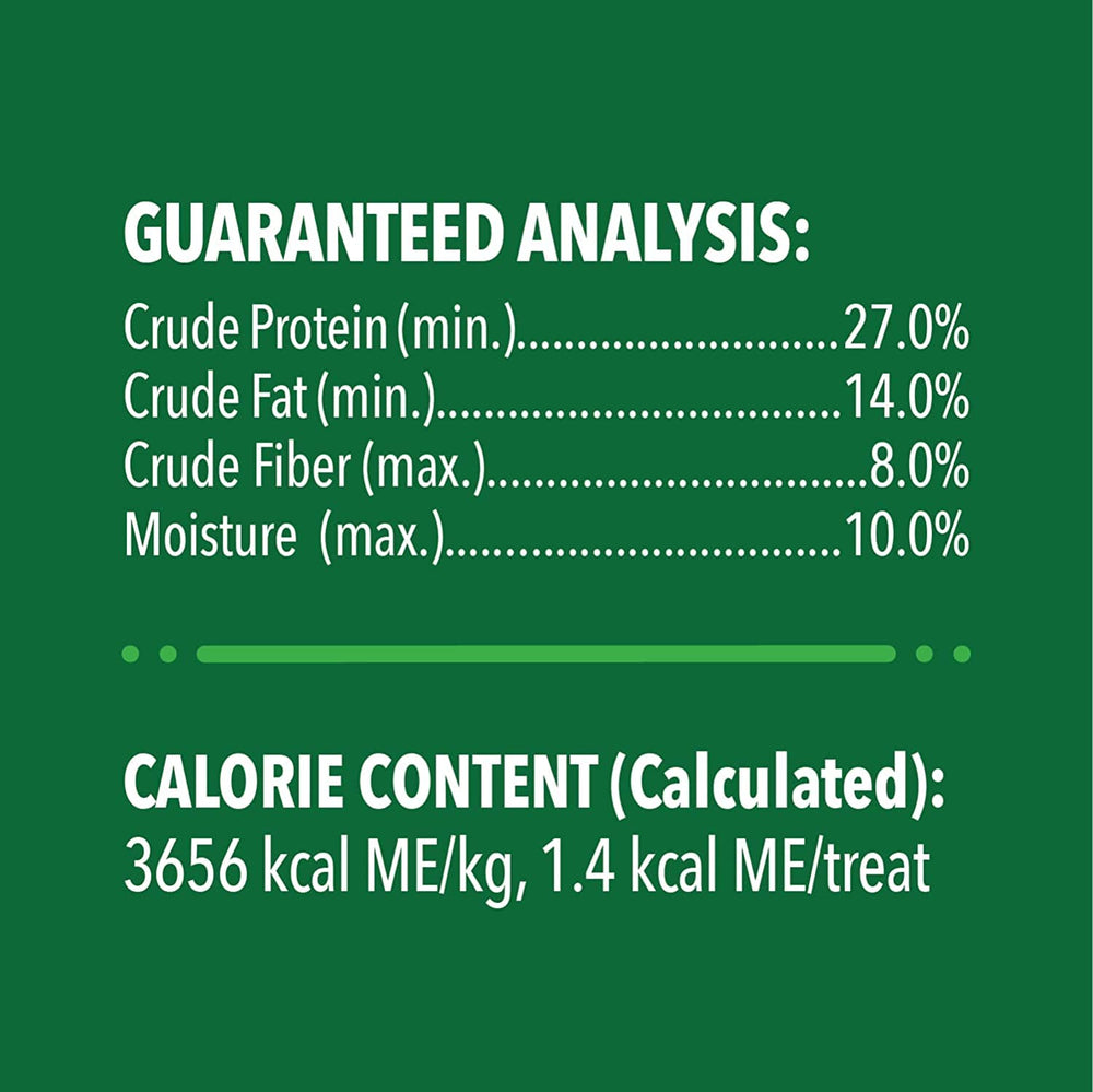 Greenies crunchy cat treats texture detail emphasizes crunch that supports oral health