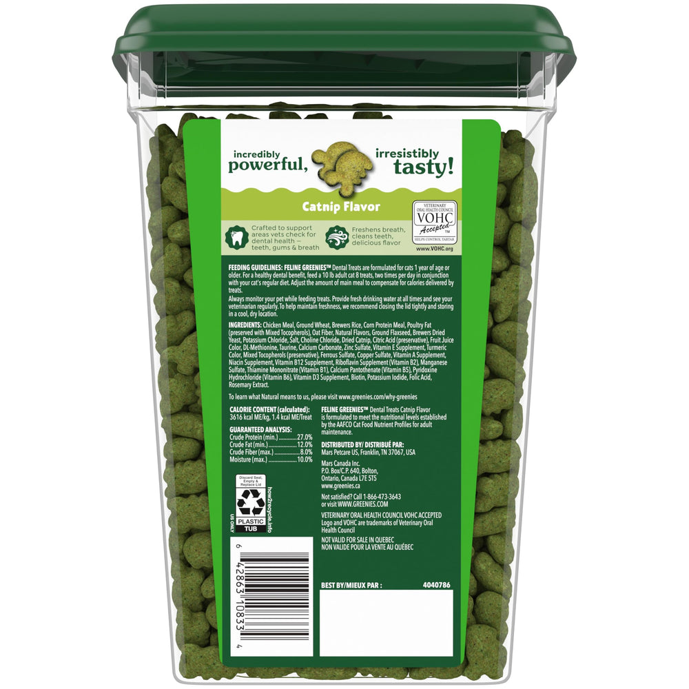Greenies dental treats serving-size shot suggests low-calorie daily reward