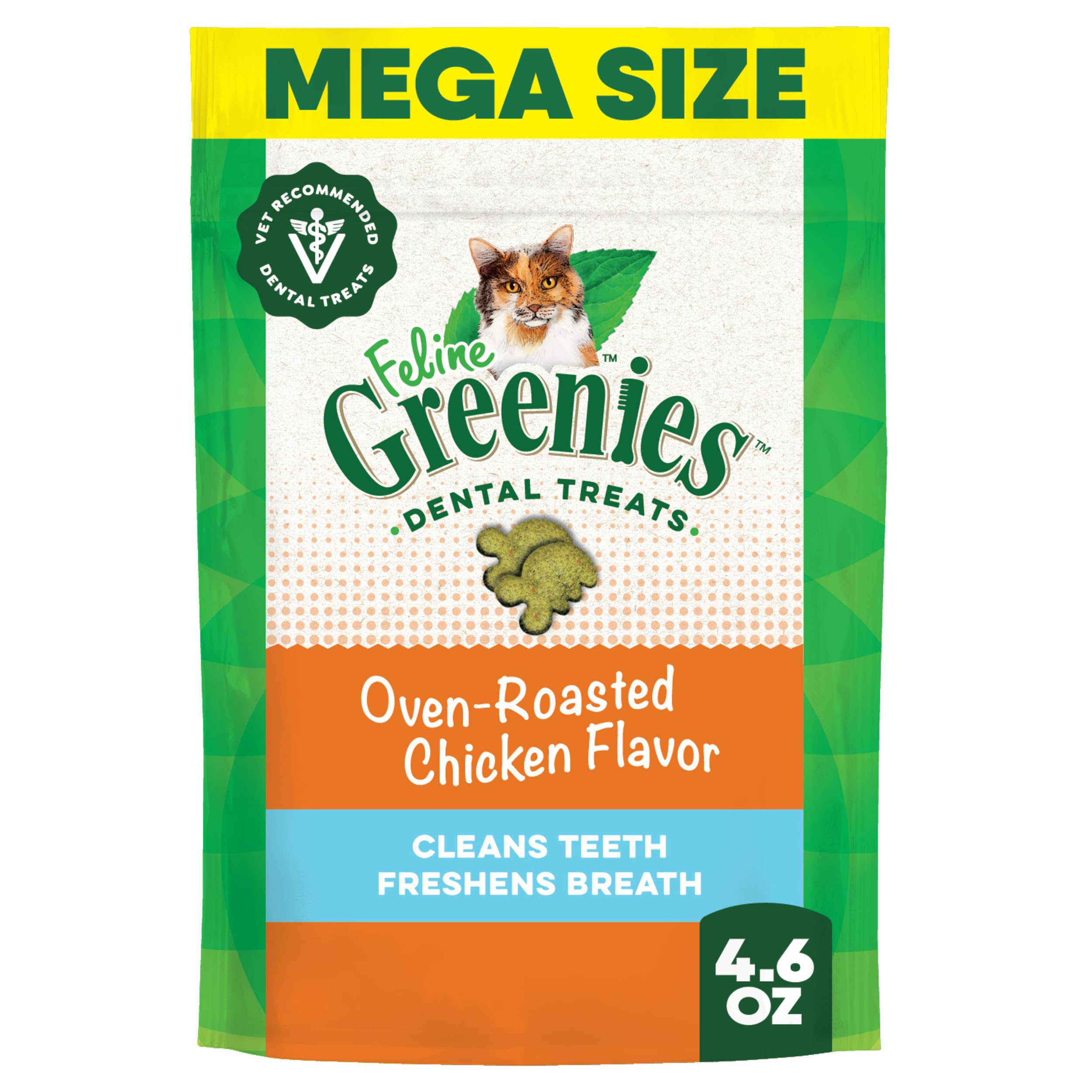 Greenies feline dental treat bowl for daily oral care and tasty reward.