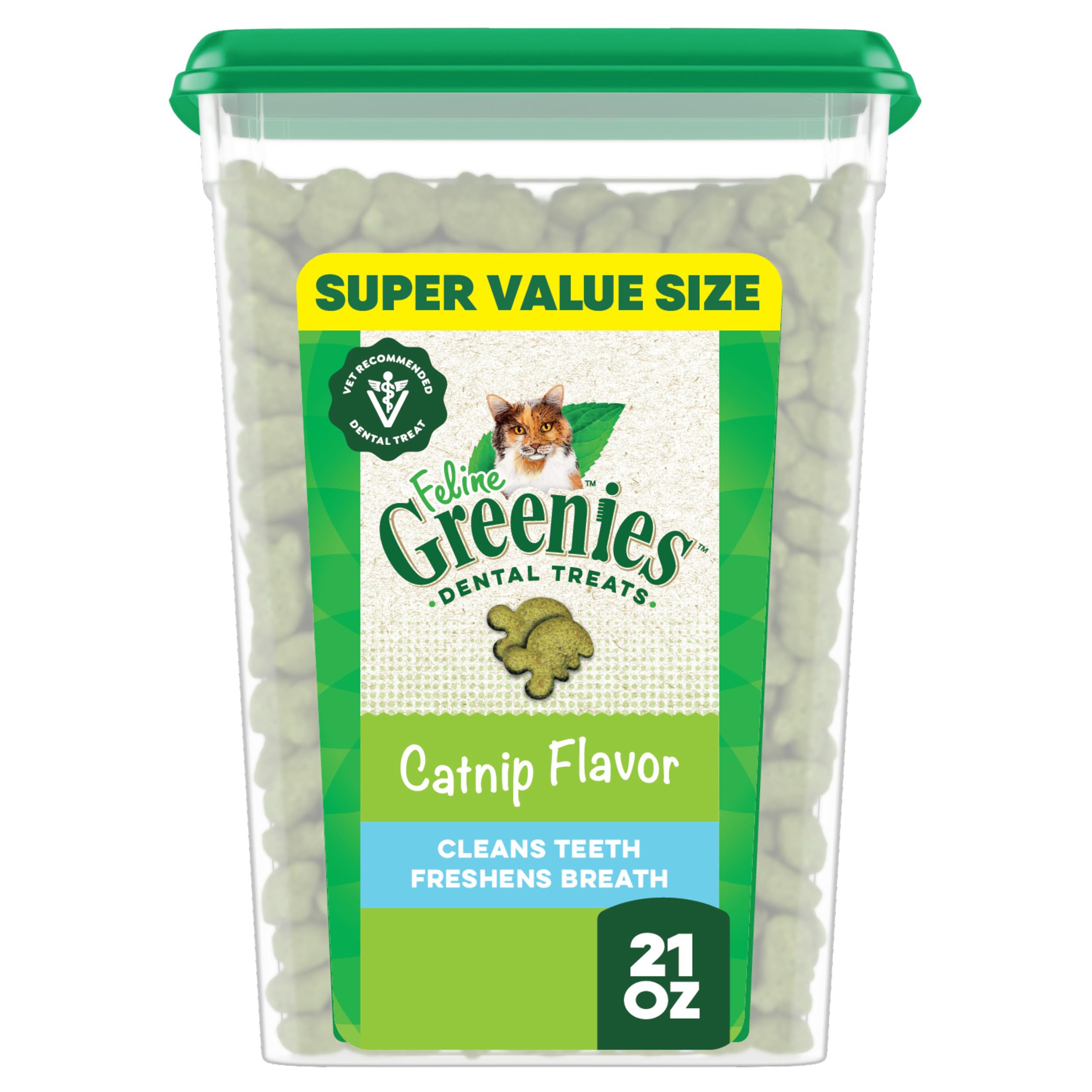 Greenies feline dental treats packaging shows a convenient daily routine starter