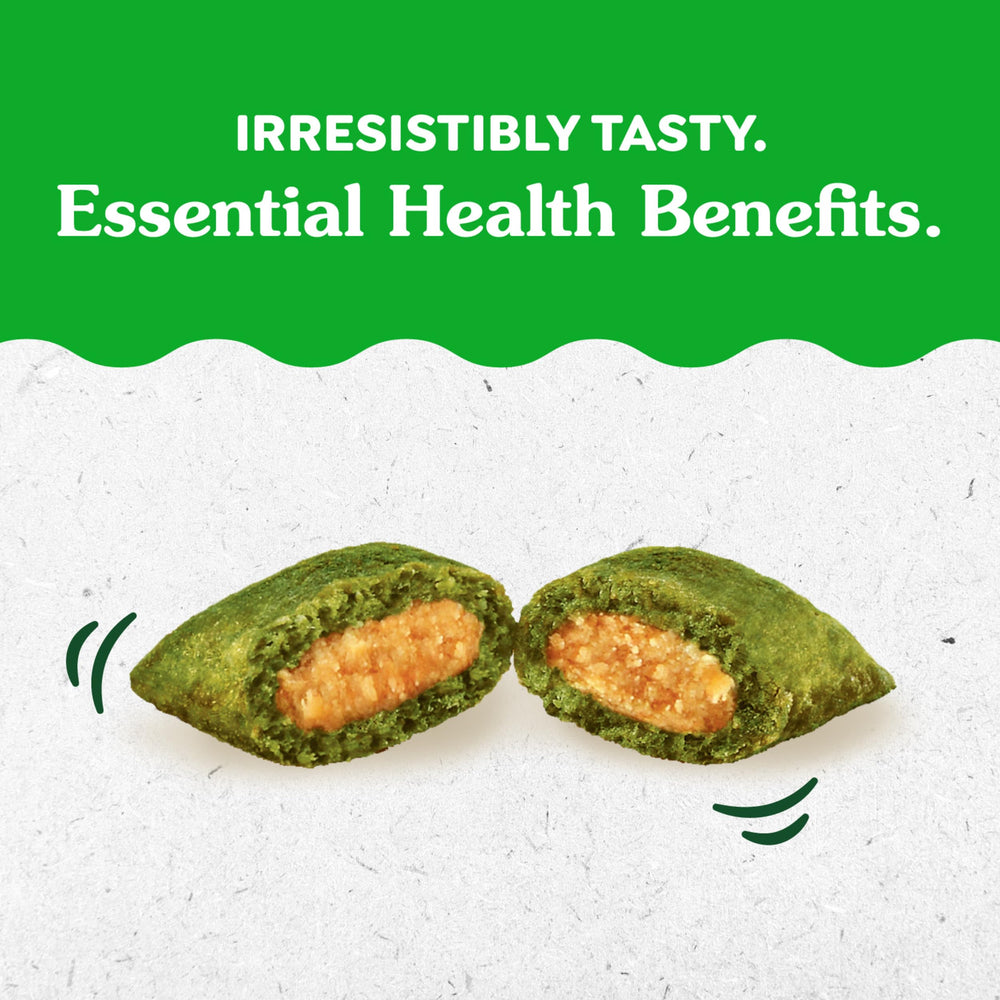 Greenies tuna bites are perfectly sized for rewarding good behavior.
