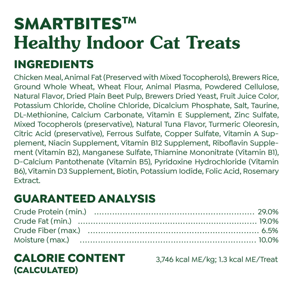 Greenies Feline Smartbites Tuna Flavor tub in pantry conveys easy storage and portion control.
