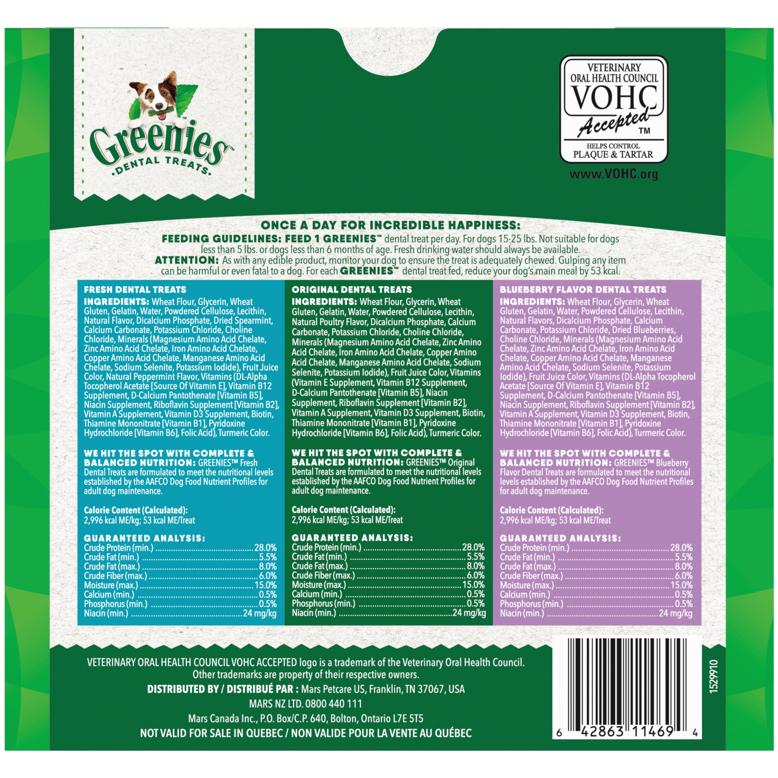 Greenies holiday 3-pack with 12 oz bags for festive dental routine.