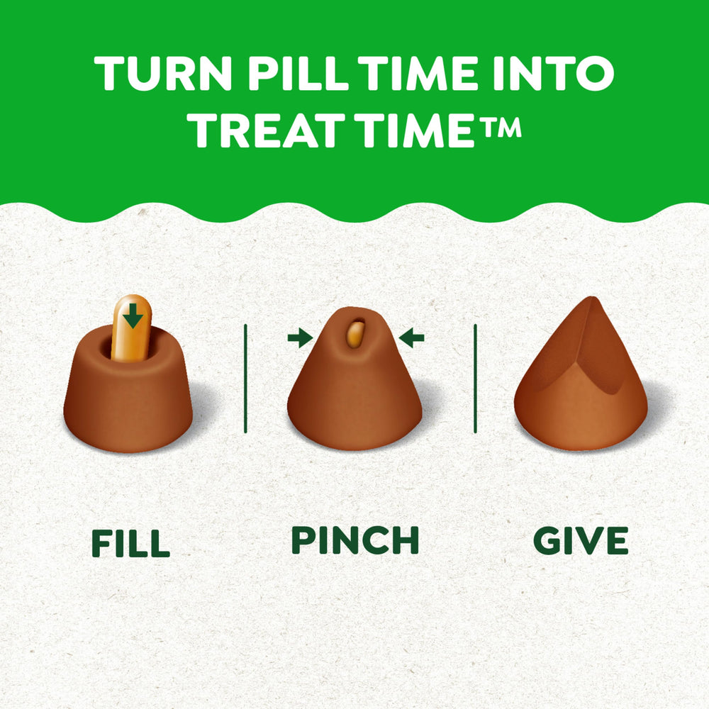 Greenies Moldable pocket demonstrates easy pill concealment during dosing