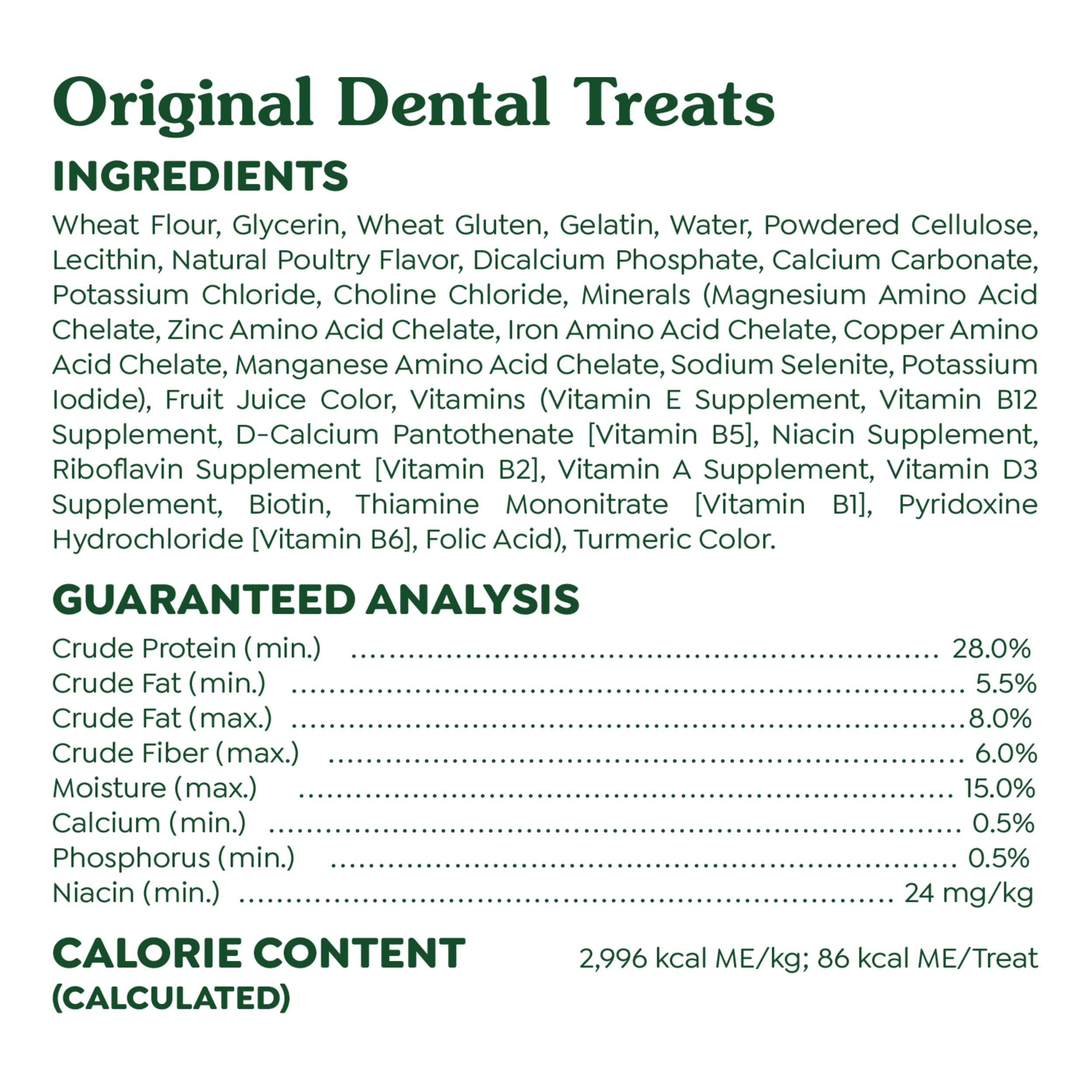 Open bag of Greenies shows convenient daily dental chews.