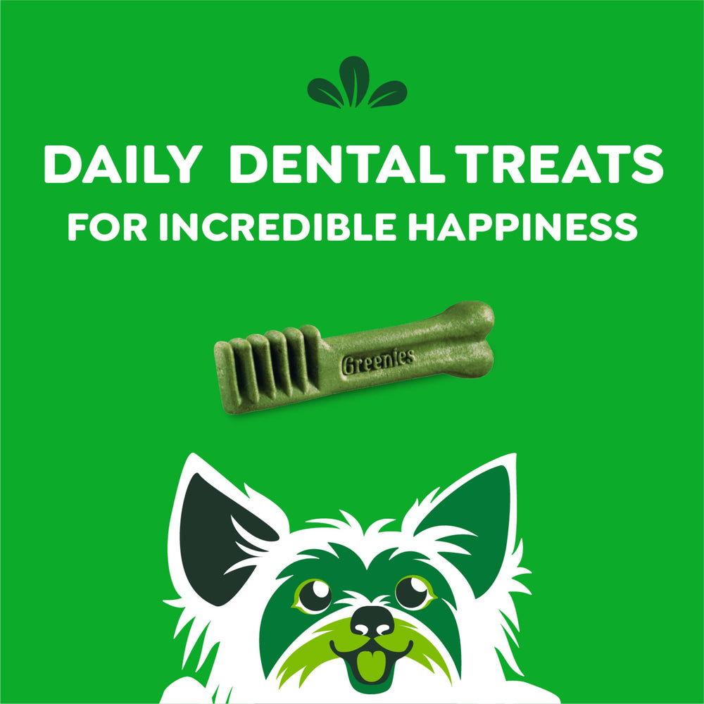 Greenies Original Teenie chew close-up reinforces portion-controlled treat for tiny dogs