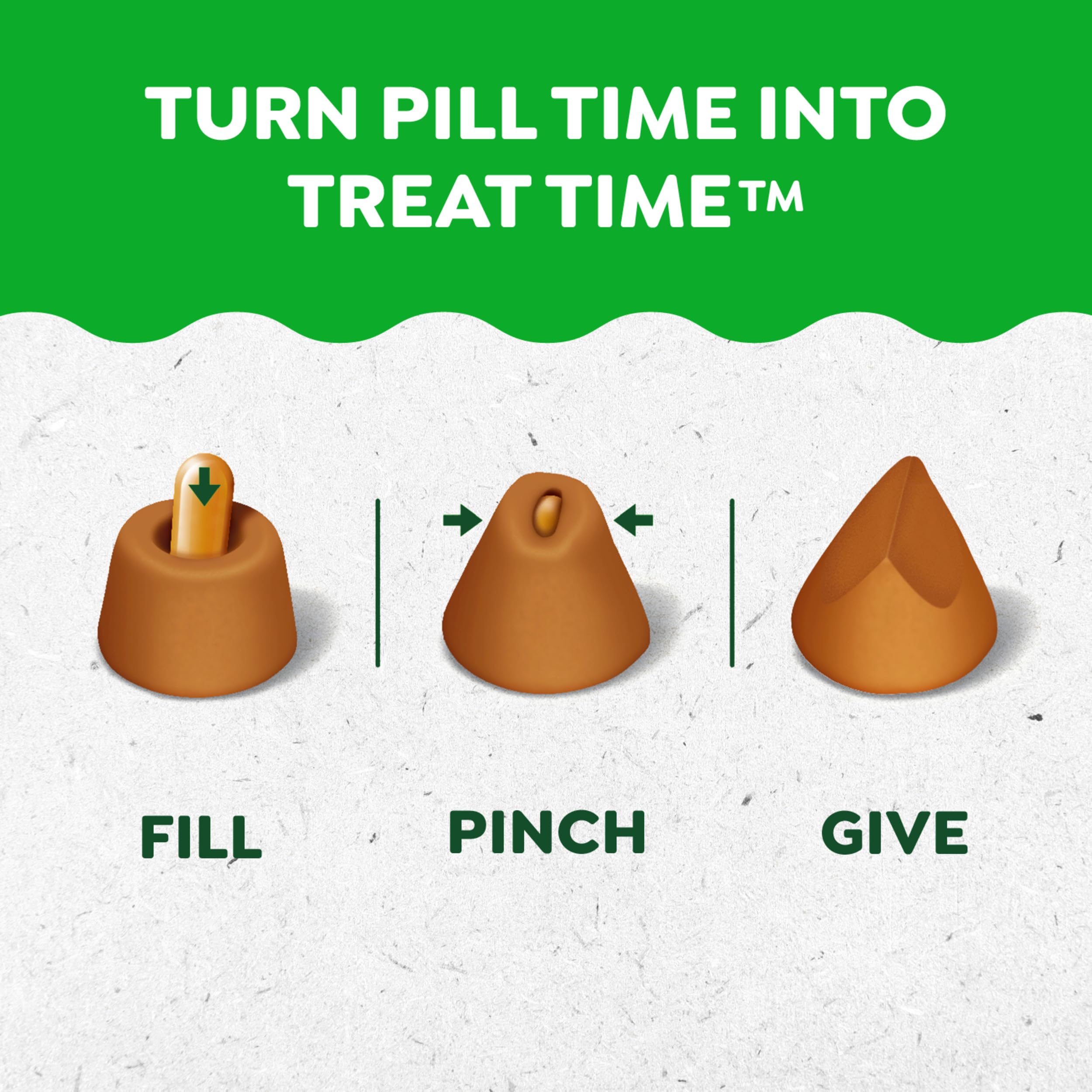 Greenies Pill Pockets large chicken pouch open ready to insert pill.