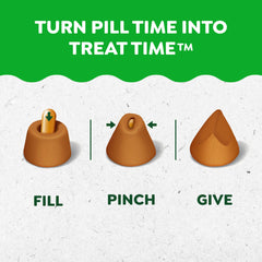 Greenies Pill Pockets large chicken pouch open ready to insert pill.