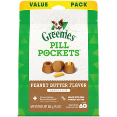 Greenies Pill Pockets large pouch with real peanut butter for easier medicine moments.