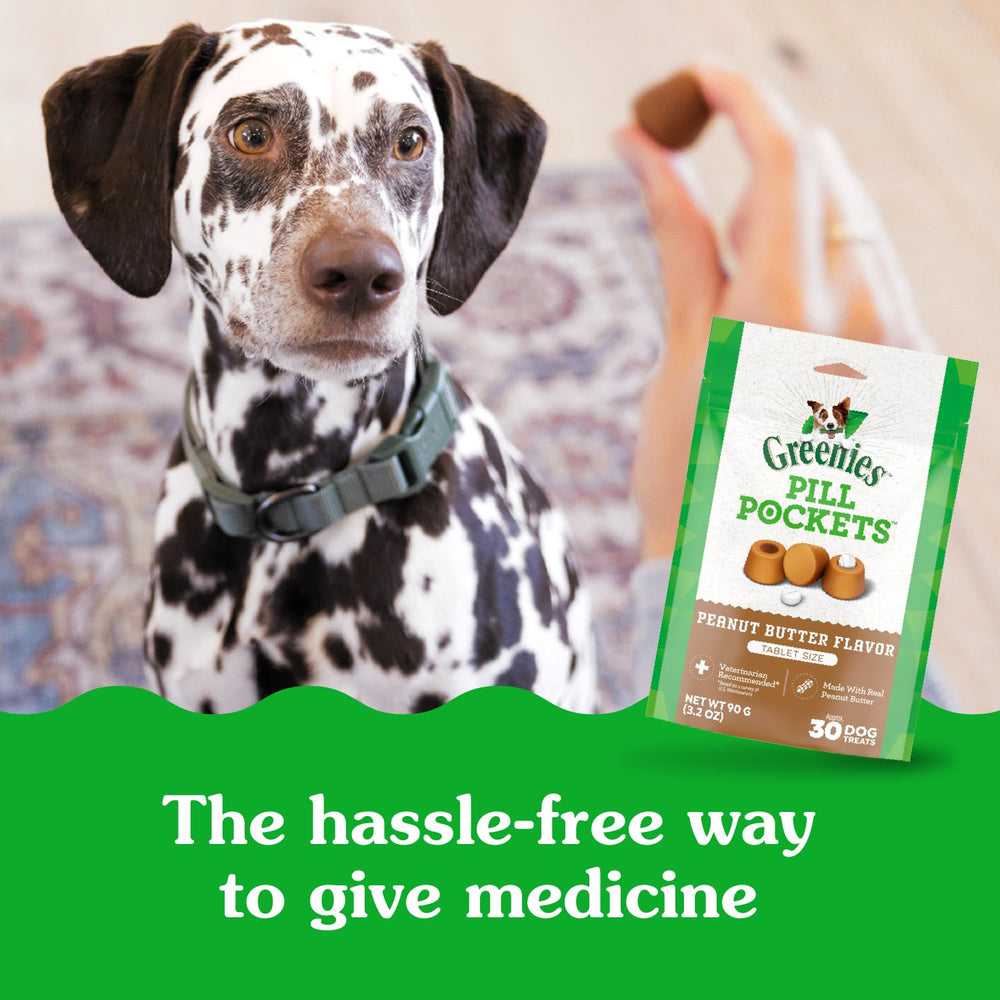 Greenies Pill Pockets Large real peanut butter texture demonstrates soft, chewable form.