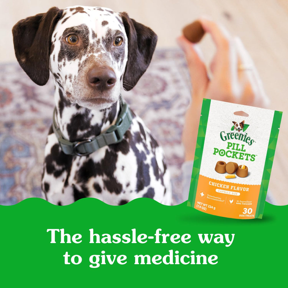 Greenies Pill Pockets shown for large and small dogs matching versatile use