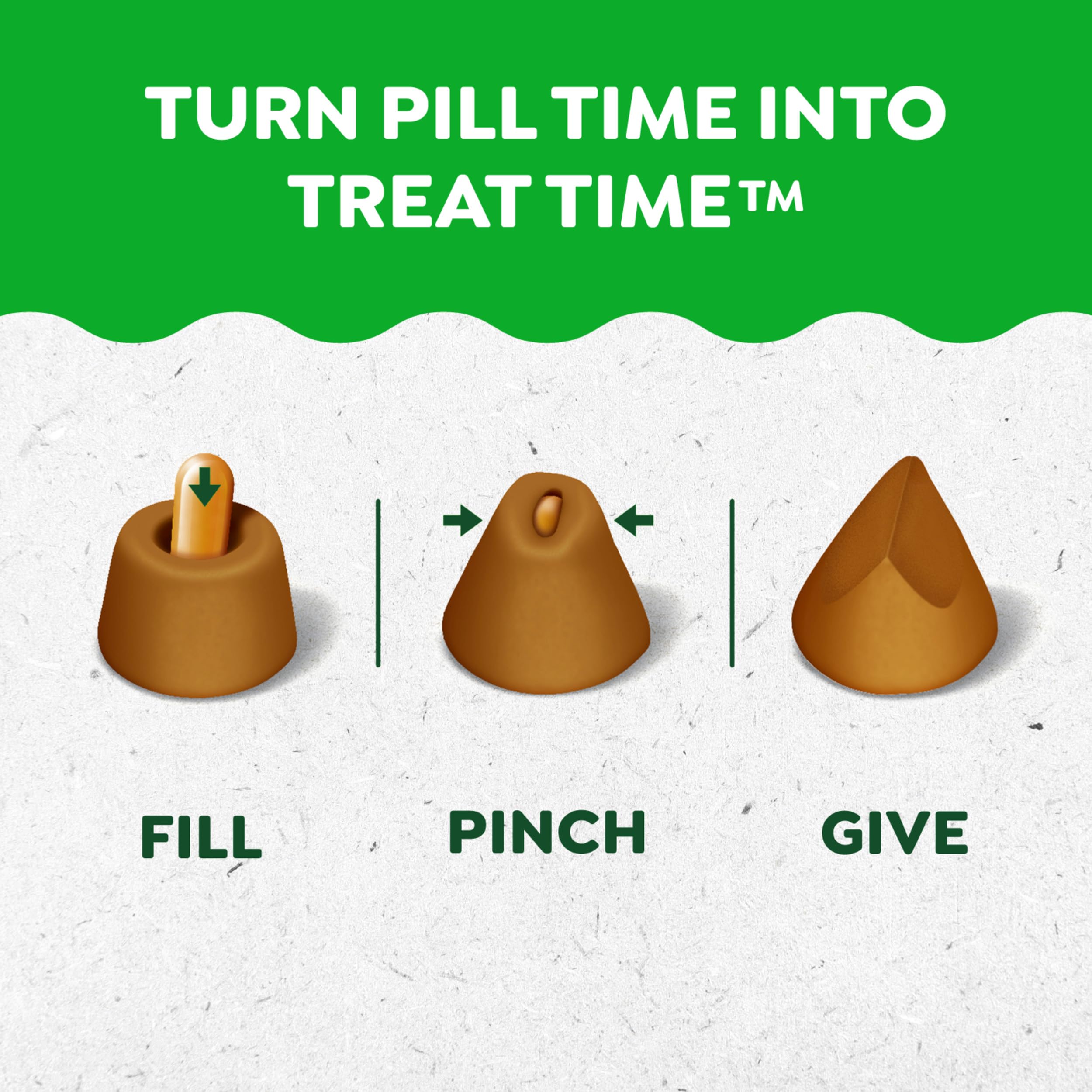 Open Greenies Pill Pockets pouch dispensing a hidden capsule without fuss.