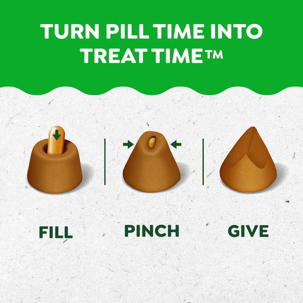 Open Greenies Pill Pockets pouch dispensing a hidden capsule without fuss.