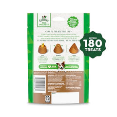 Greenies Pill Pockets peanut butter treat closeup shows a soft, dog-friendly disguise.