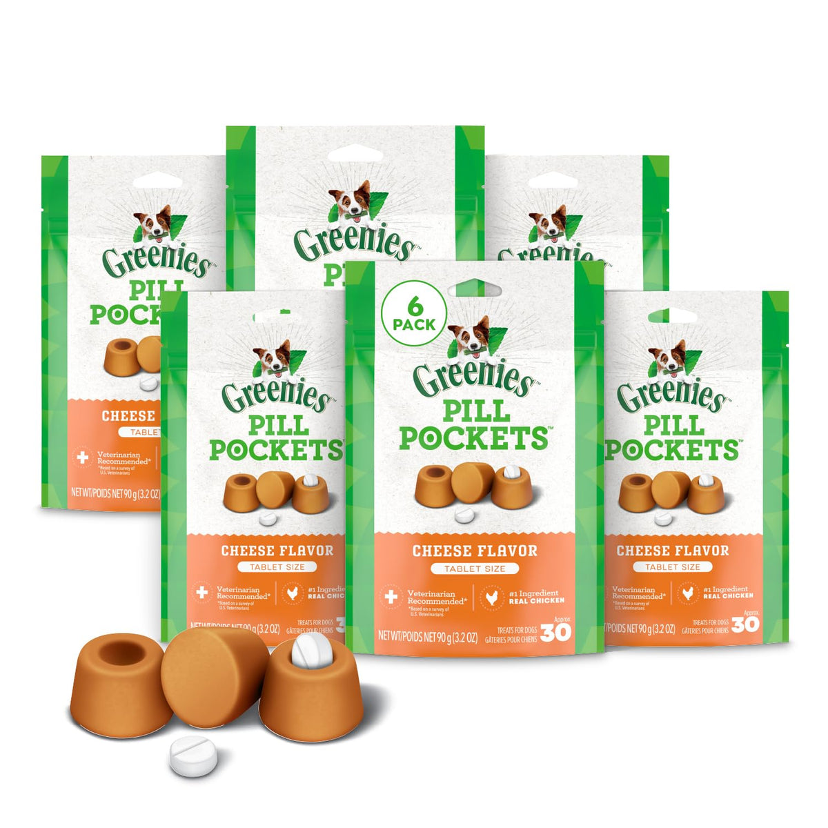 Greenies Pill Pockets small cheese pack ready for pill time, stress-free.