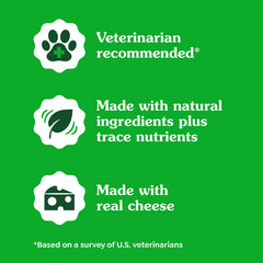 Greenies Pill Pockets small cheese treats dispensing a hidden pill.