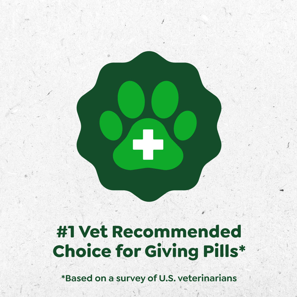 Greenies Pill Pockets veterinarian-recommended-icon communicates trusted guidance.