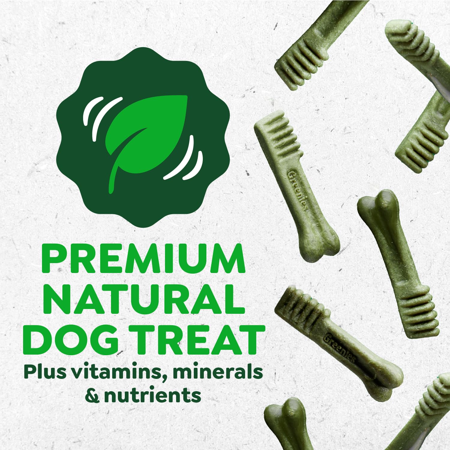 Greenies rawhide-free easy chew signals safer, digestible dental treats for pet owners.