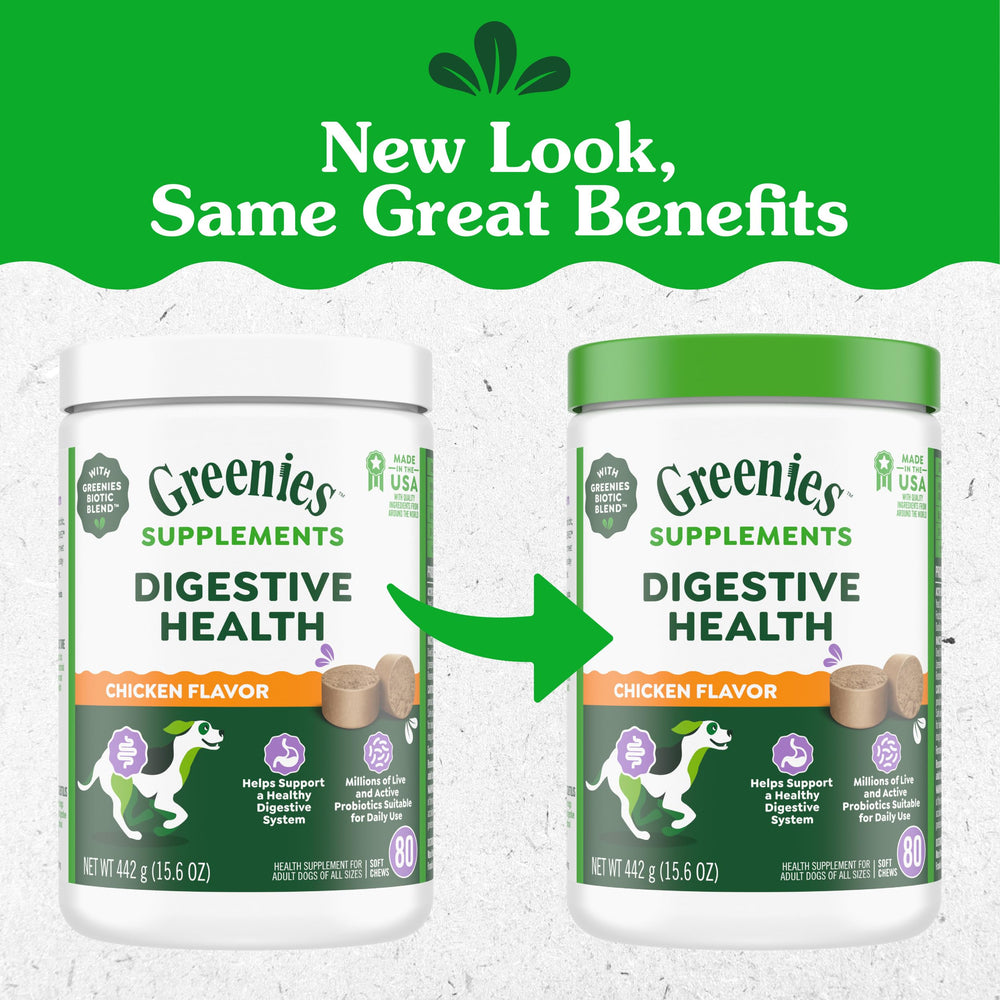 Greenies Real Chicken flavor dog supplement offers irresistible taste and daily use.