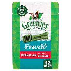 Greenies regular-size dental treats pack front for daily dental care