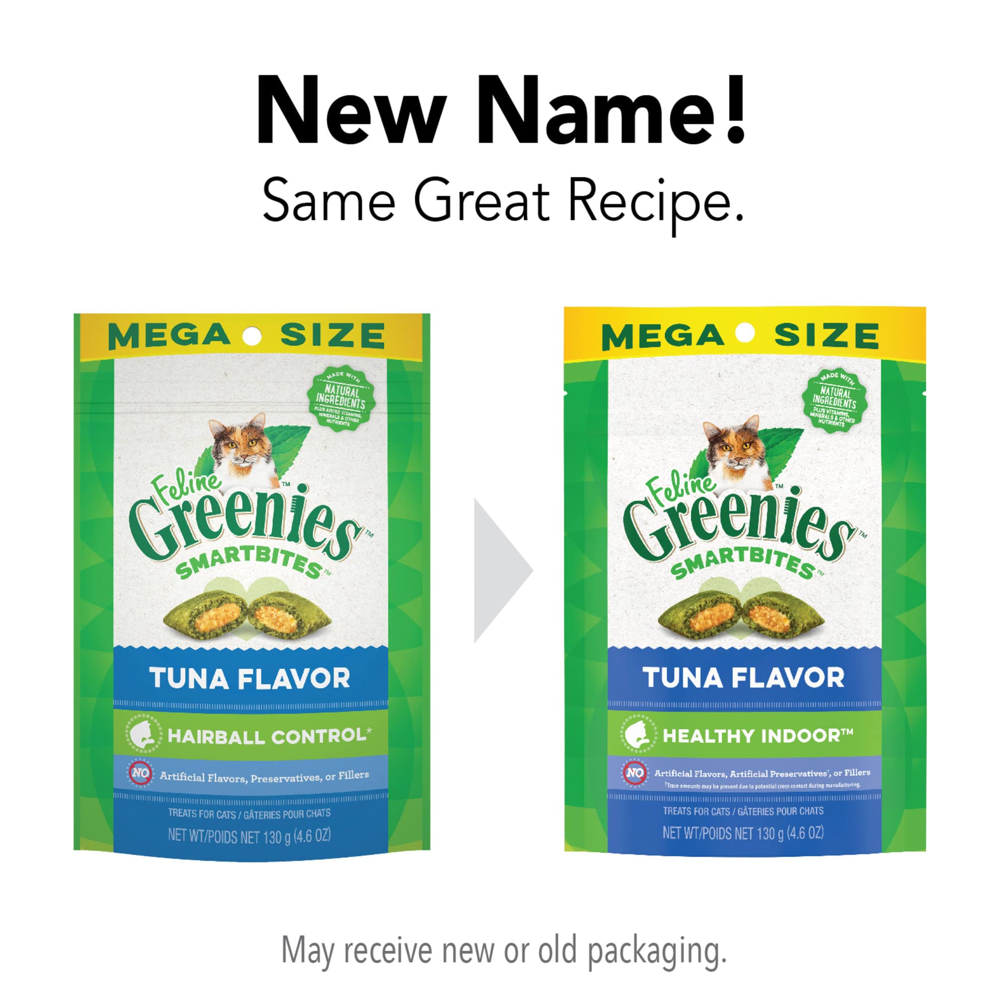 Greenies Smartbites cat enjoys treat highlighting tuna flavor appeal.