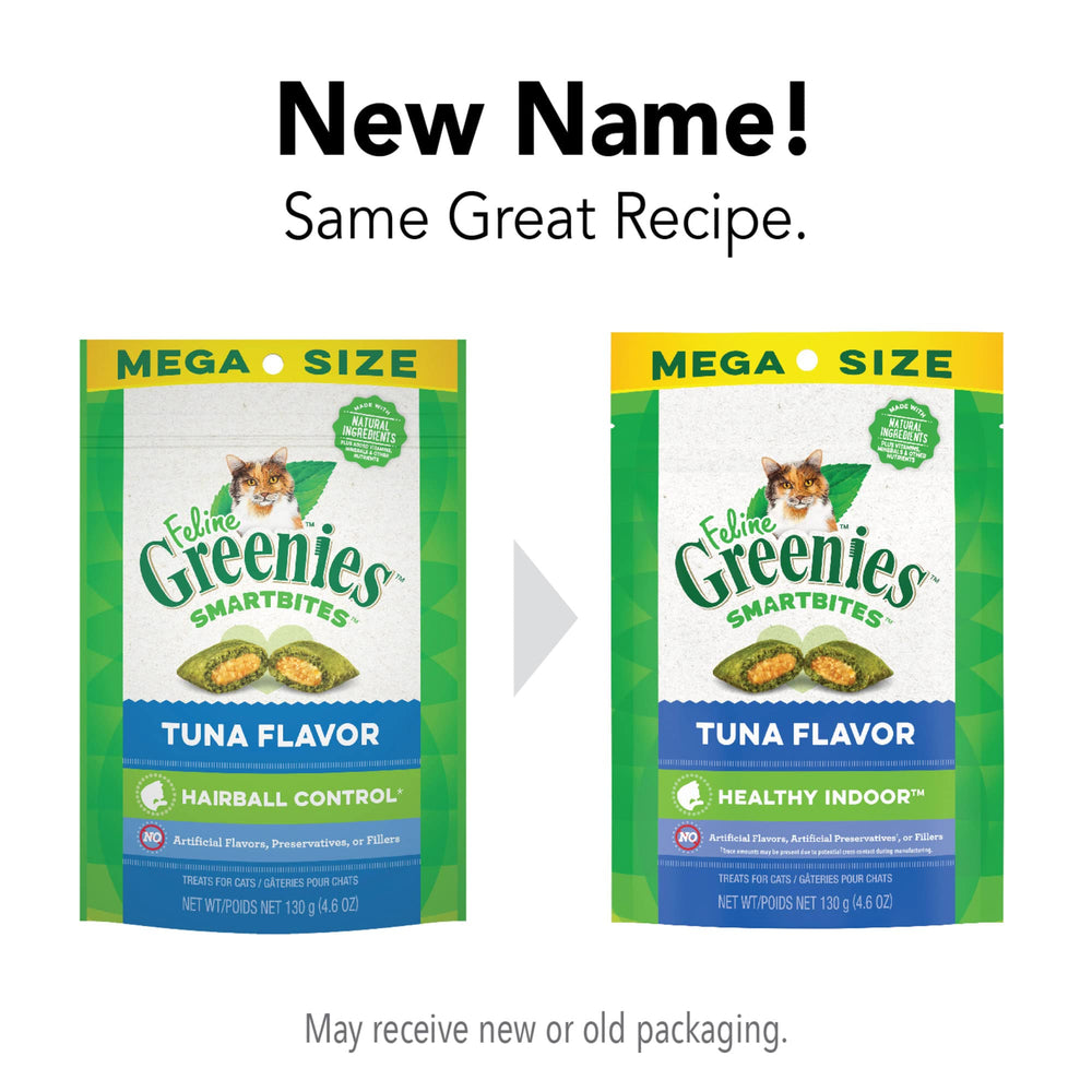 Greenies Smartbites cat enjoys treat highlighting tuna flavor appeal.