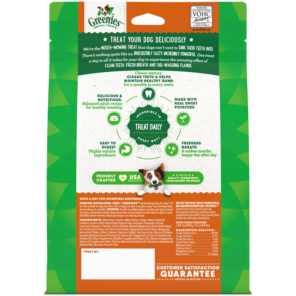 Greenies Teenie 12 oz pouch with 43-count display in store.