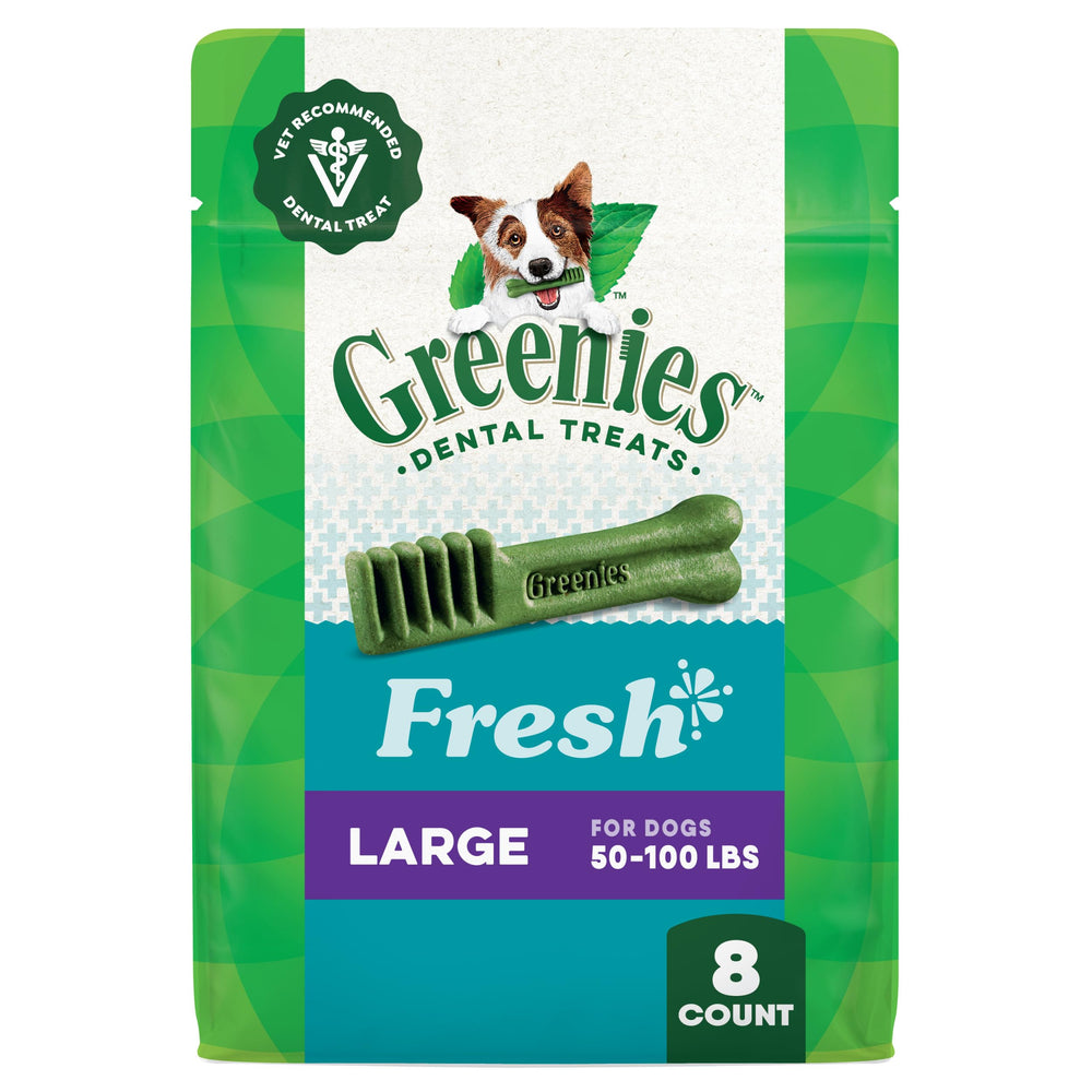 Greenies vet-recommended dental treats for large dogs in packaging