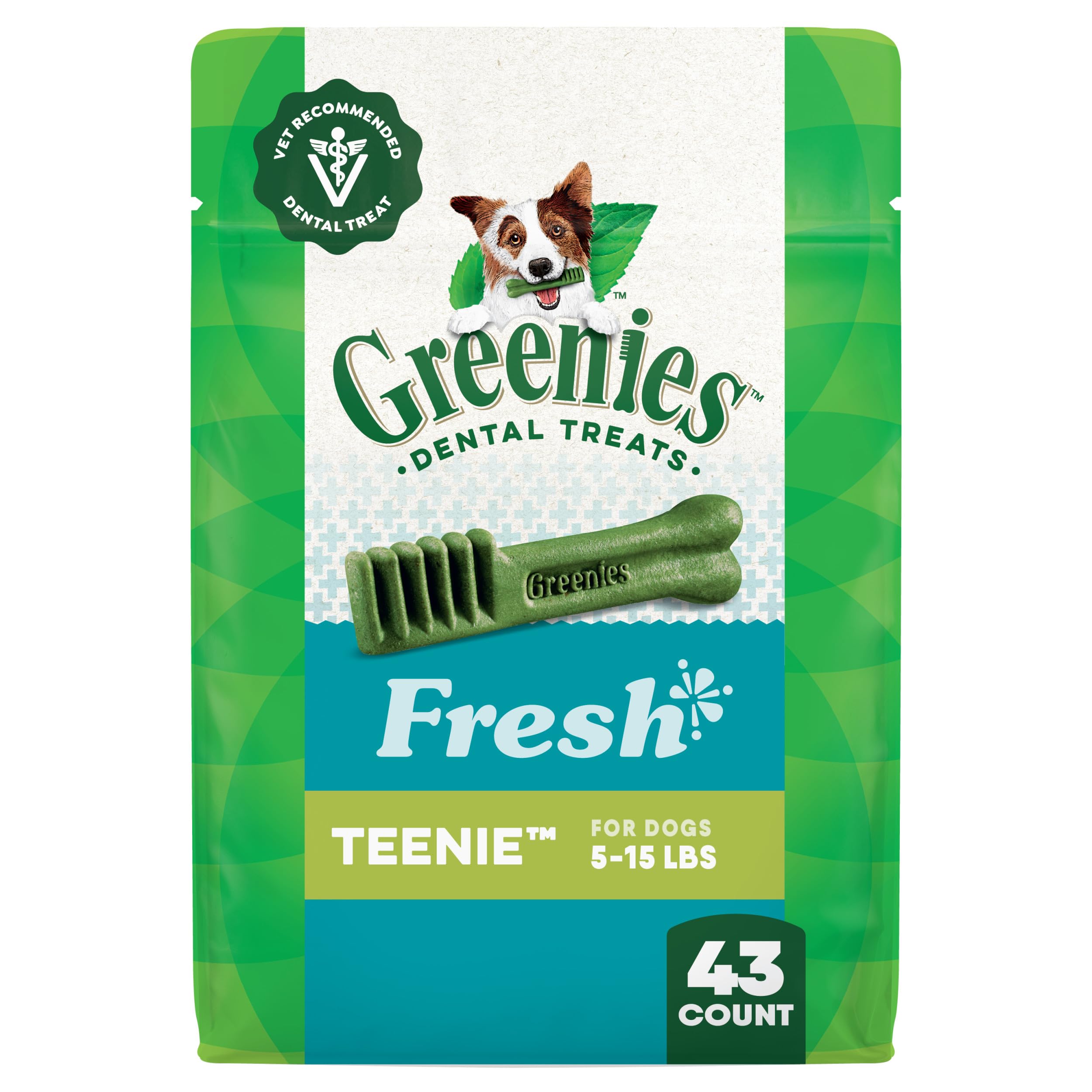 Greenies Teenie pack front view promotes small-dog dental care