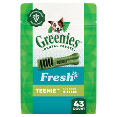 Greenies Teenie pack front view promotes small-dog dental care