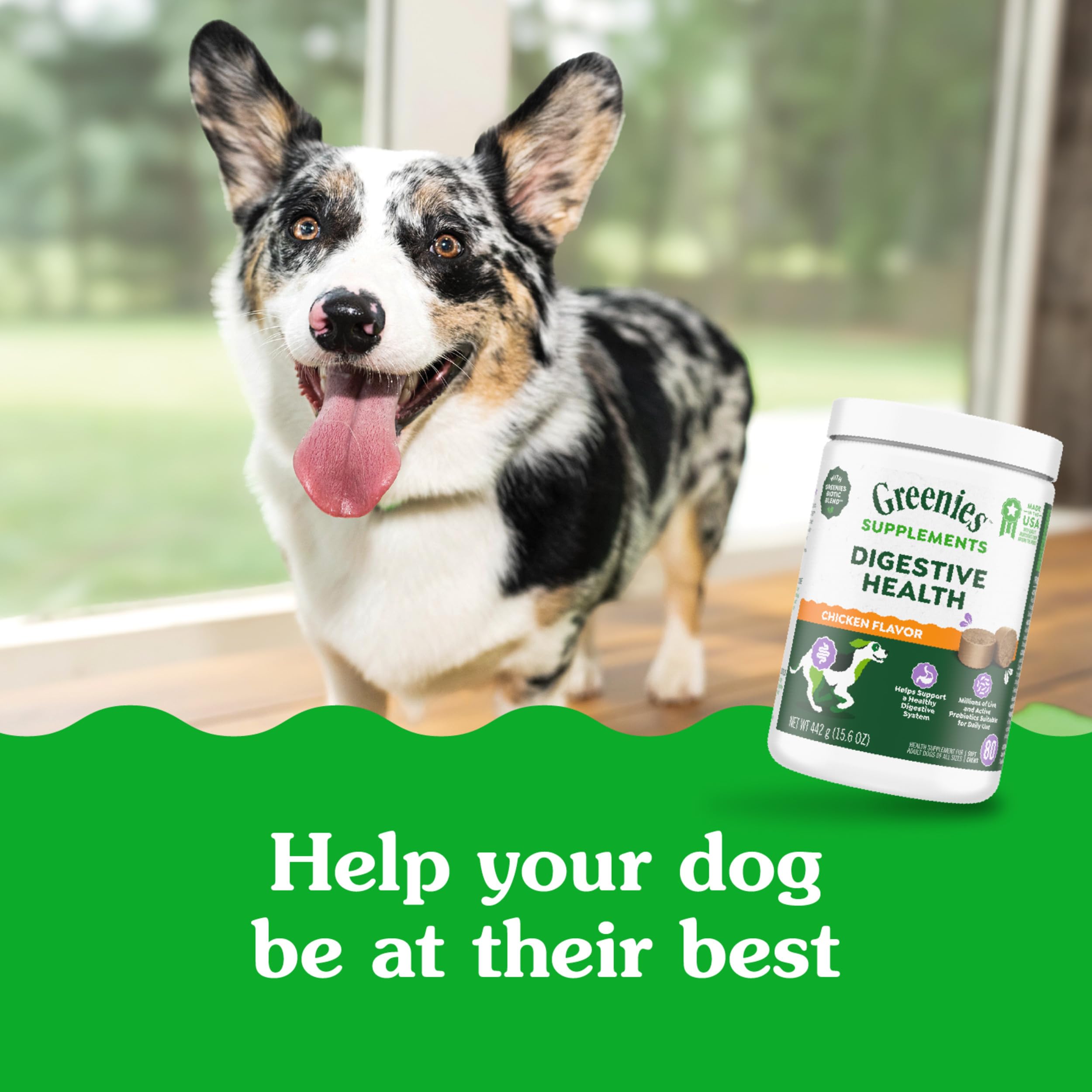 Greenies Worldwide-Ingredient-Sourcing image implies global quality in formula.